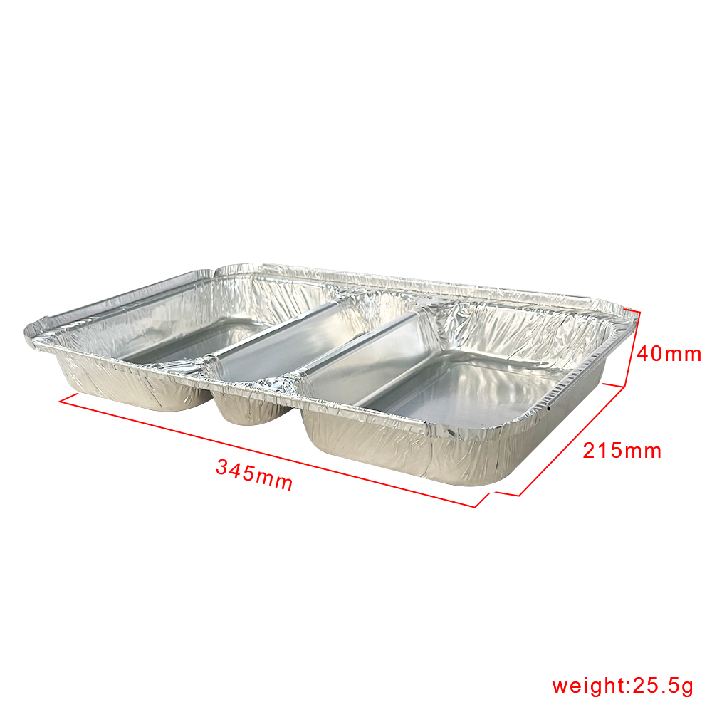 Disposable Food Aluminium Tray Lunch Box 2 Compartment Aluminum Foil Container
