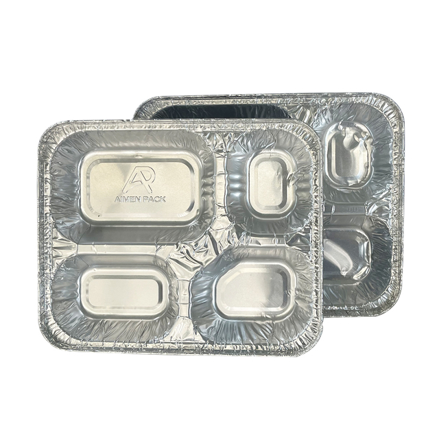 4 Compartment Industrial Aluminum Foil Container Food Grade Aluminium Tray Pans