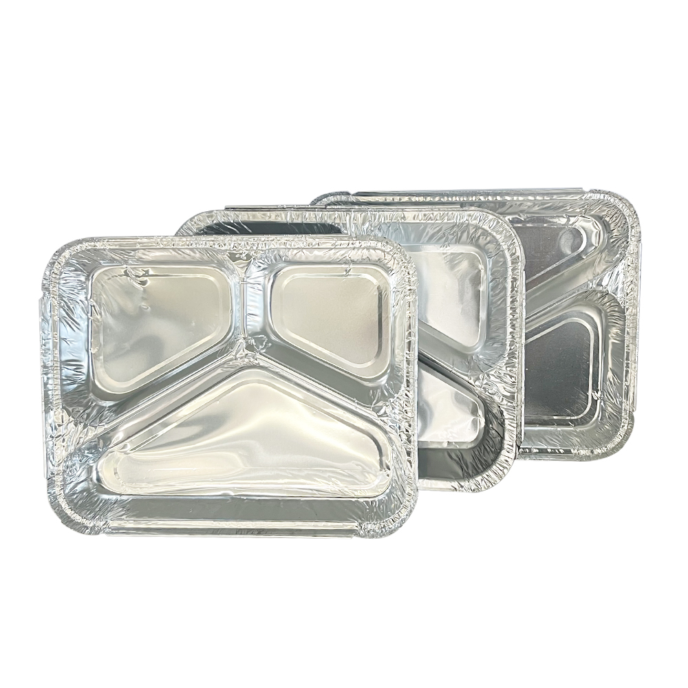 3 Compartment Take Out Food Grade Aluminium Foil Tray